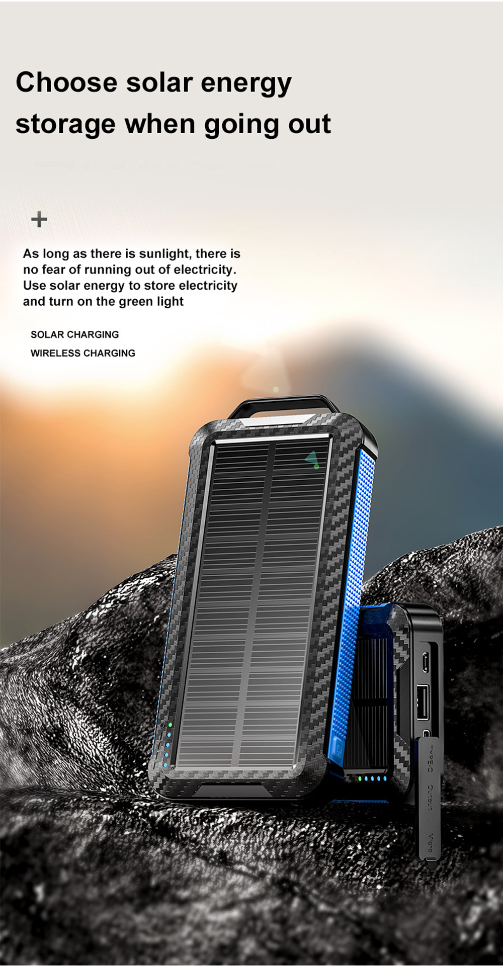 Solar Charger Portable Power Bank For Hiking And Traveling