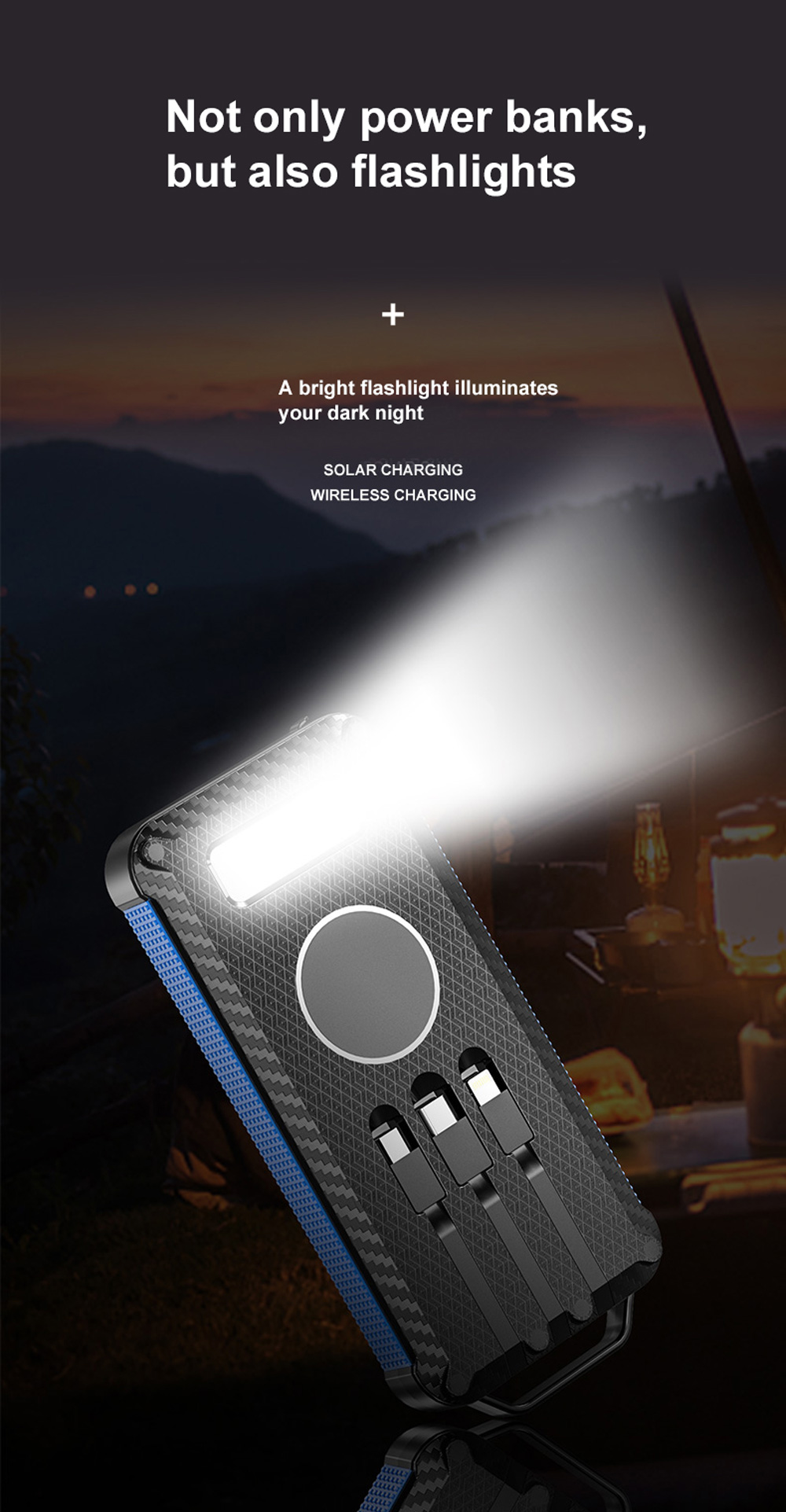 Solar Charger Portable Power Bank For Hiking And Traveling