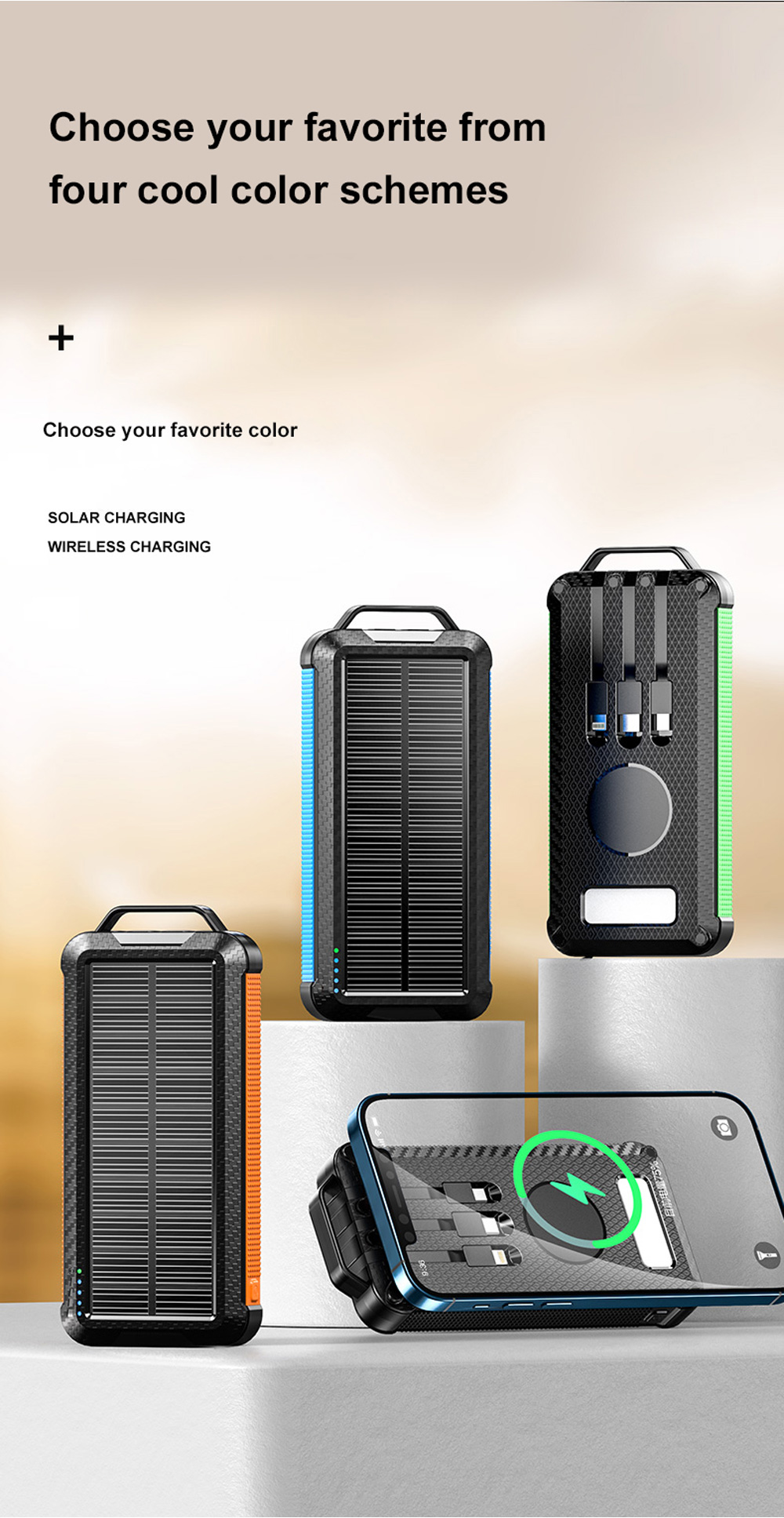 Solar Charger Portable Power Bank For Hiking And Traveling