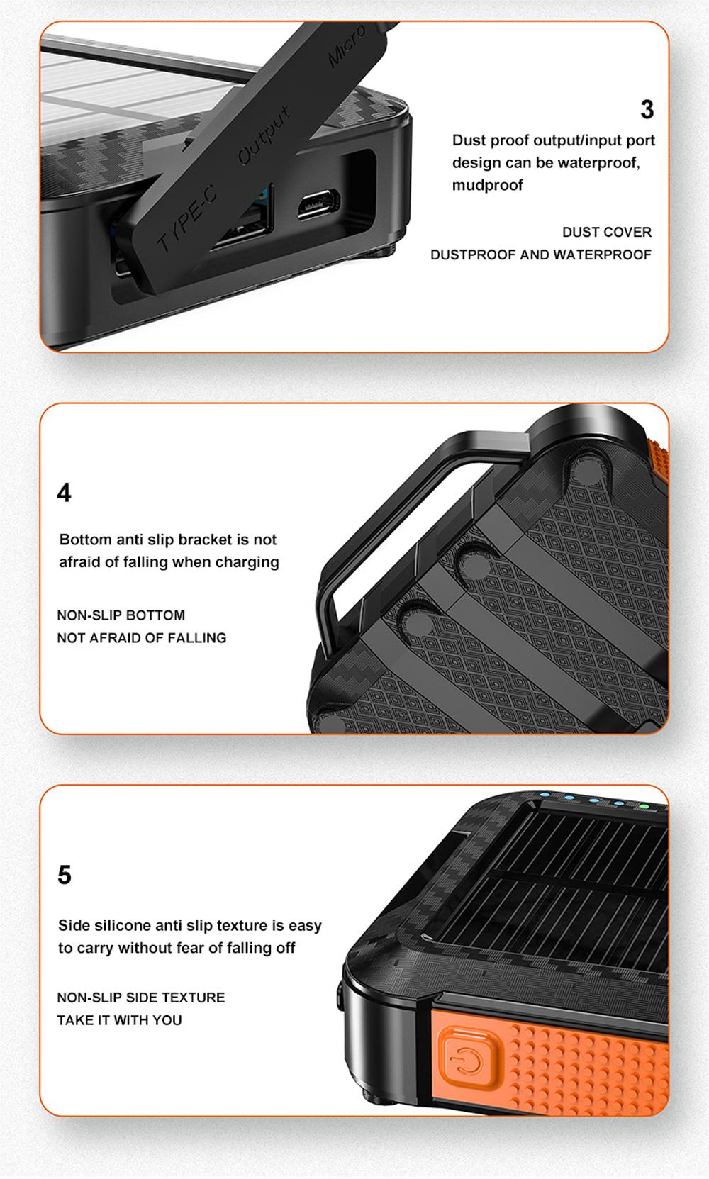 Solar Charger Portable Power Bank For Hiking And Traveling