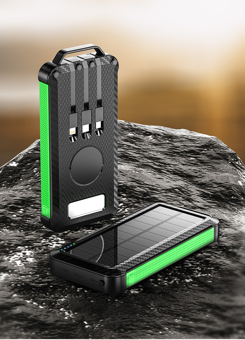Solar Charger Portable Power Bank For Hiking And Traveling