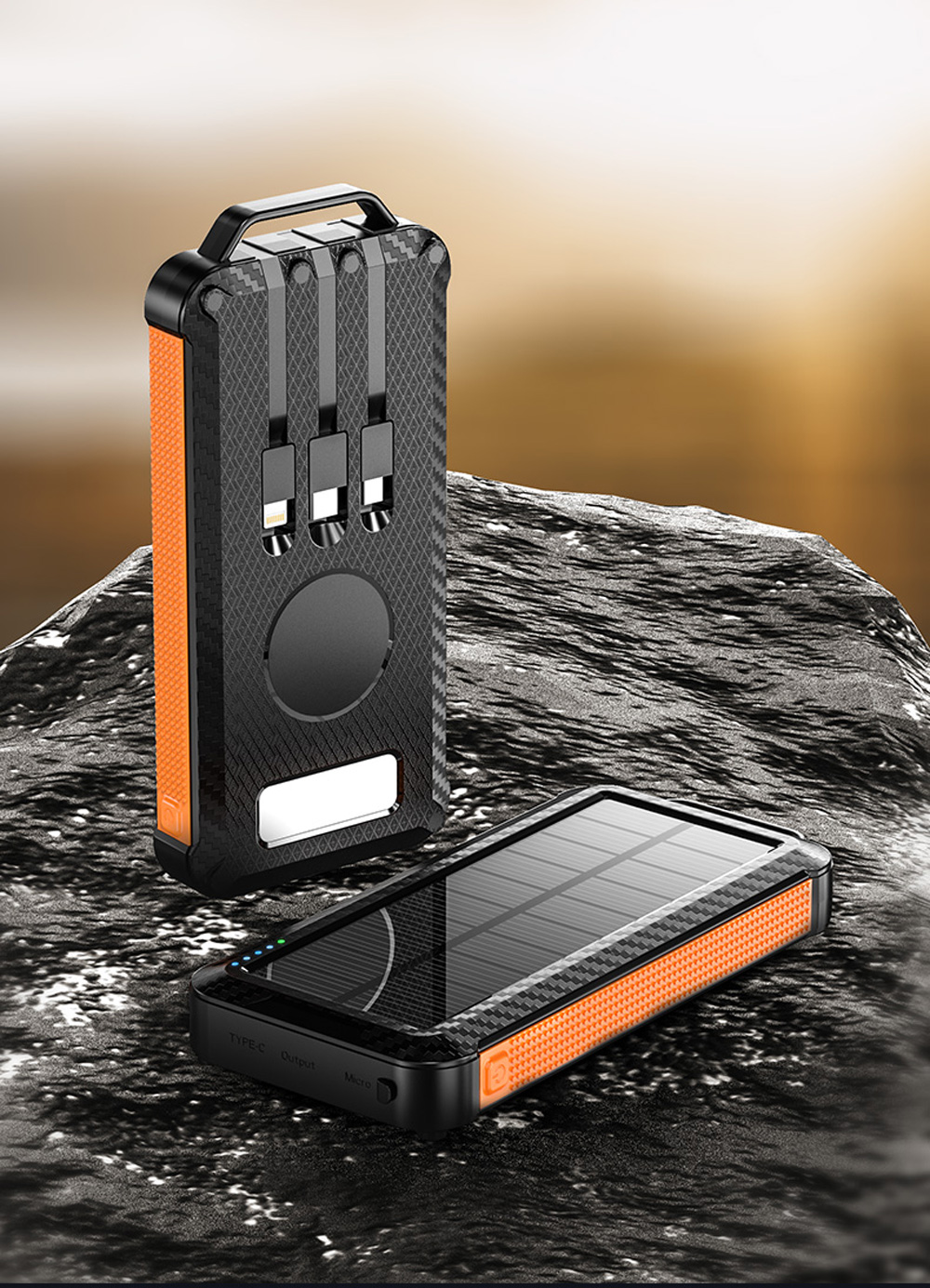 Solar Charger Portable Power Bank For Hiking And Traveling