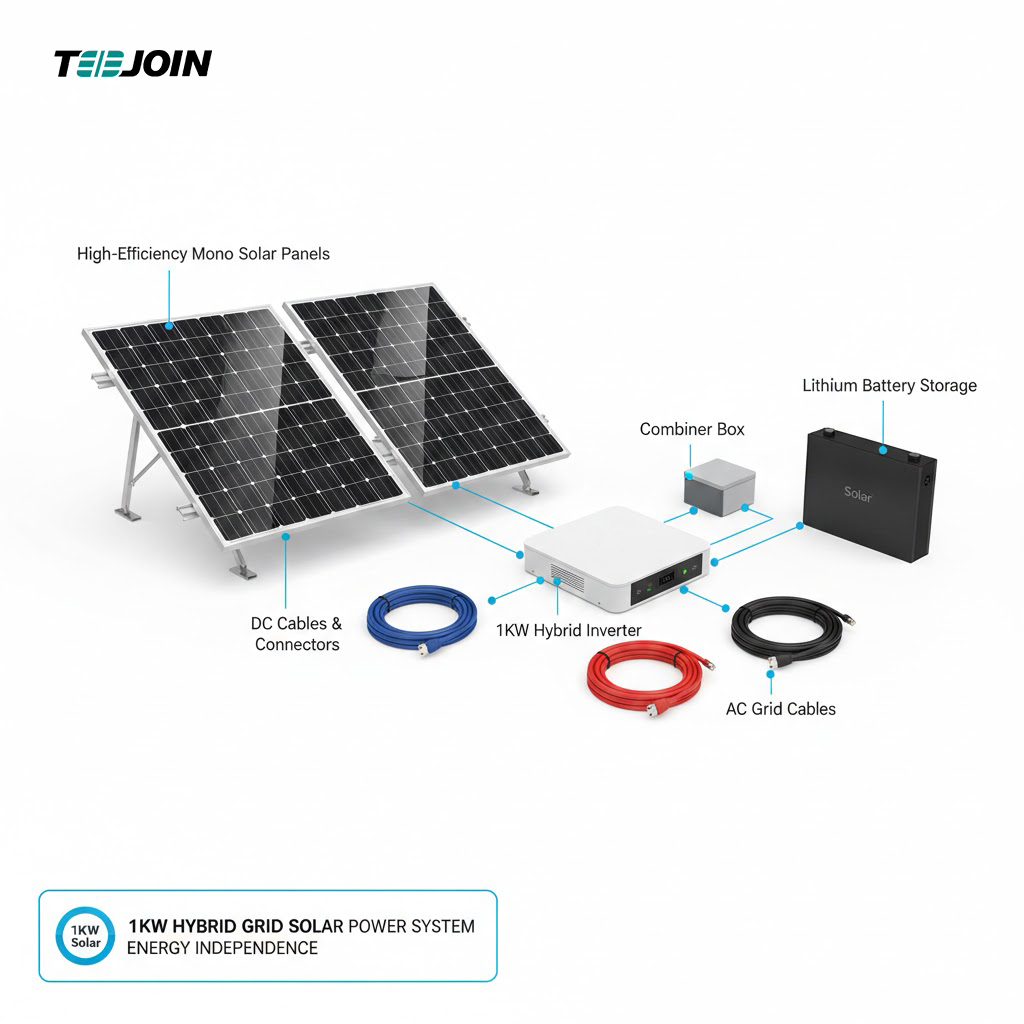 1KW Hybrid Grid Solar Power System - Compact Home Solar Solution