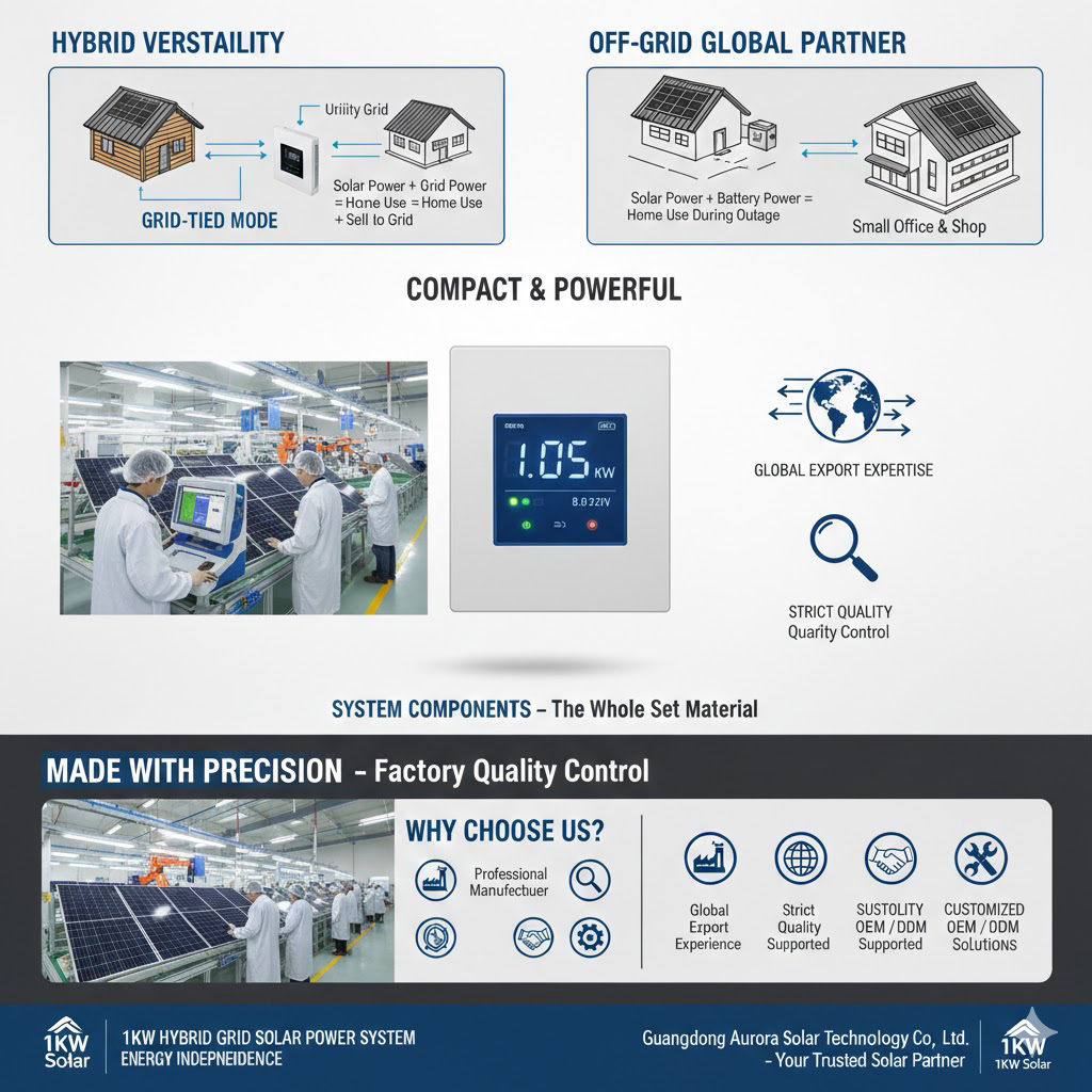 1KW Hybrid Grid Solar Power System - Compact Home Solar Solution