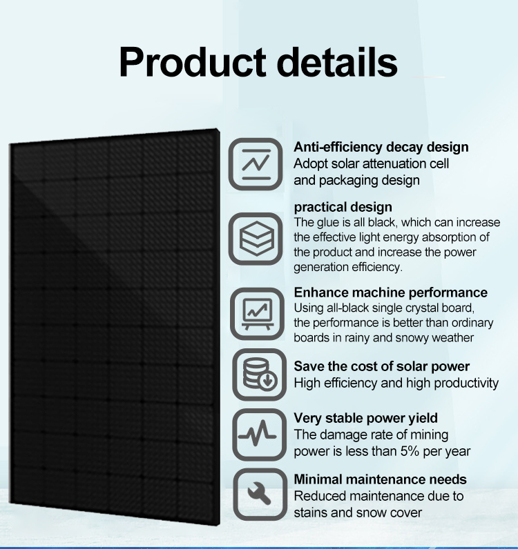 365-385W MWT All Black Module Mono Solar Panel PV Panel