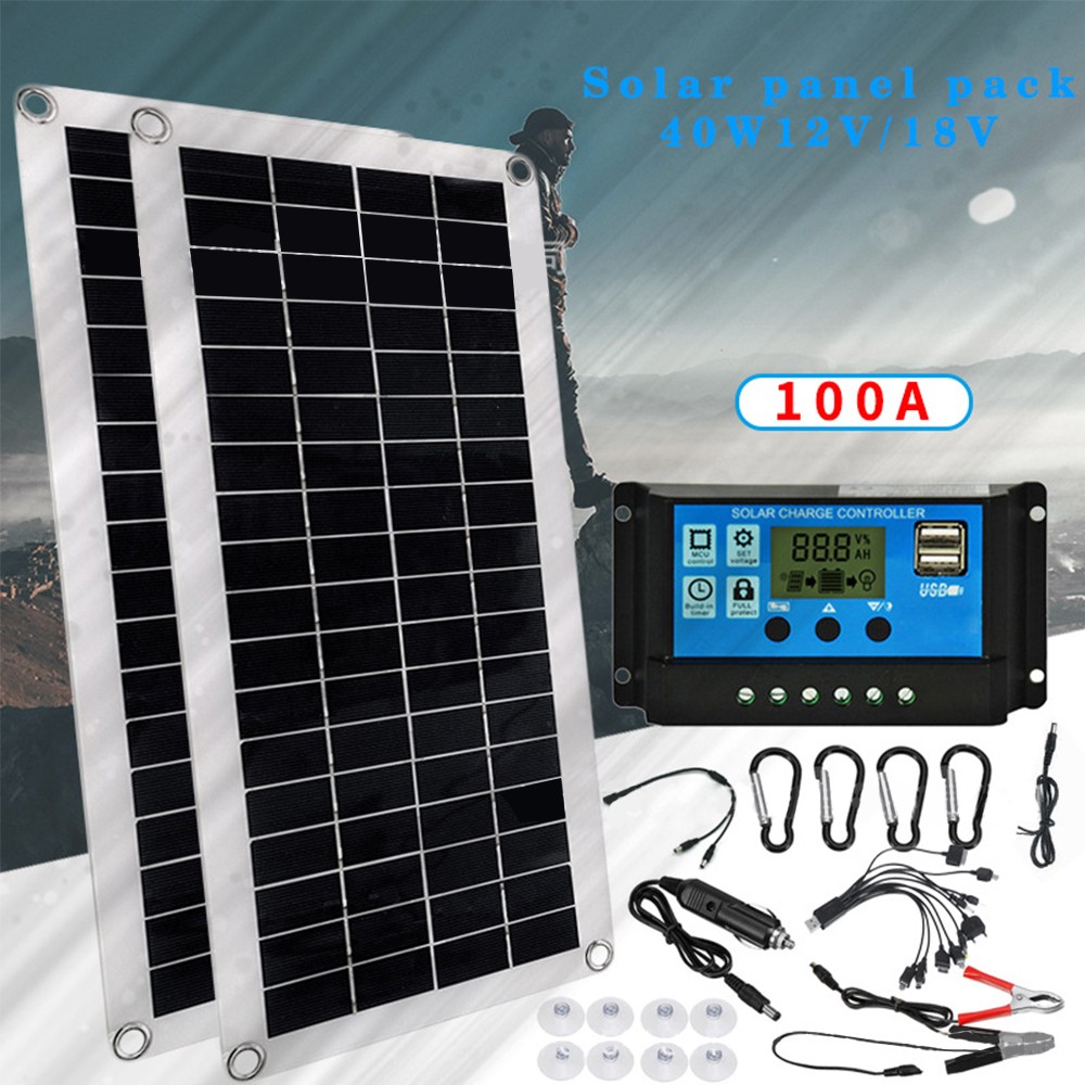 20W Monocrystalline Solar Panel Controller Kit Phone RV Outdoor
