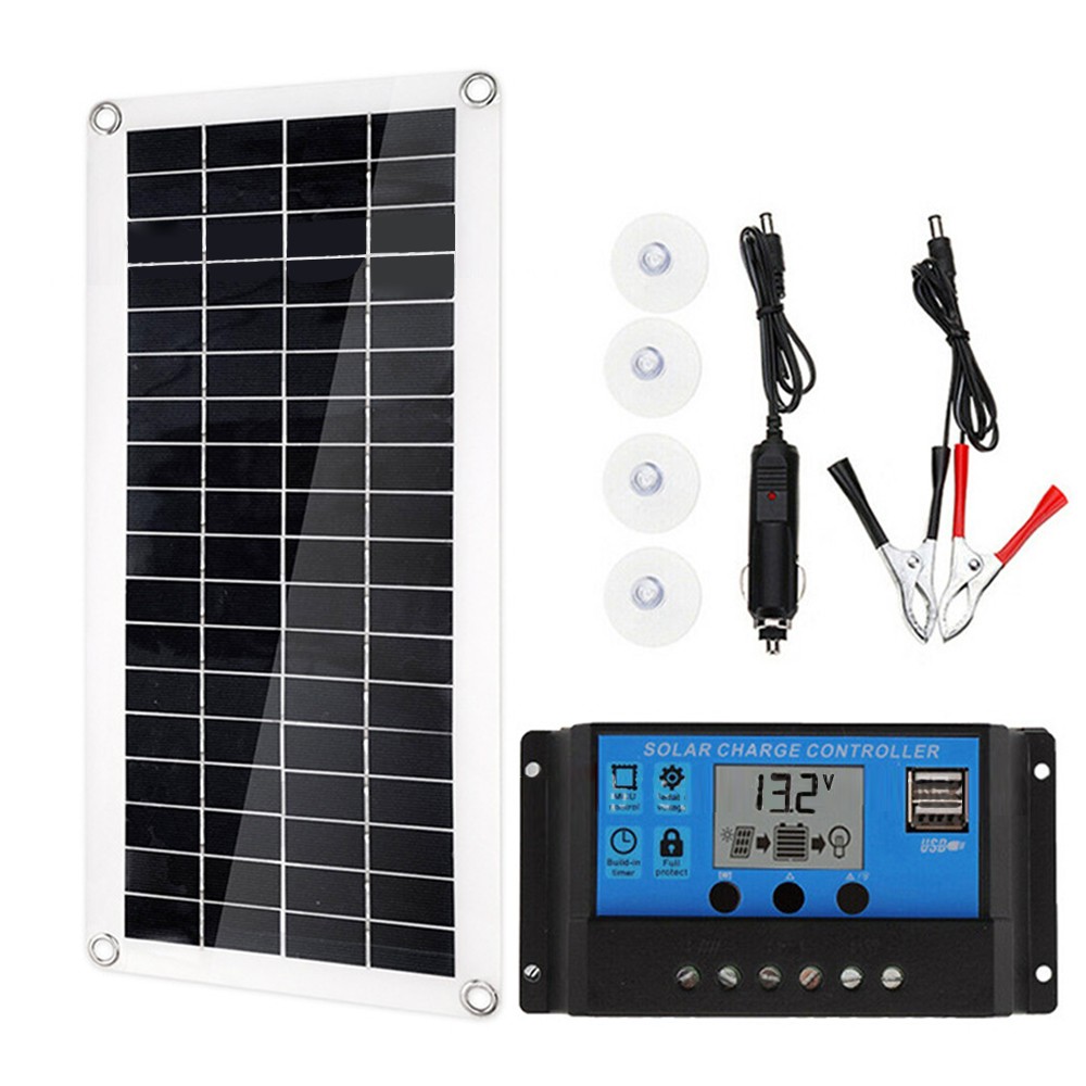 20W Monocrystalline Solar Panel Controller Kit Phone RV Outdoor
