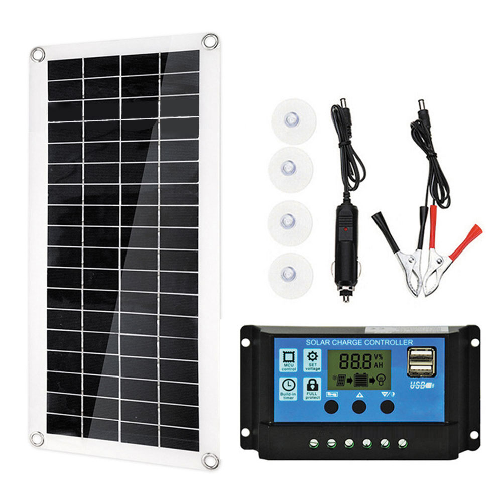 20W Monocrystalline Solar Panel Controller Kit Phone RV Outdoor