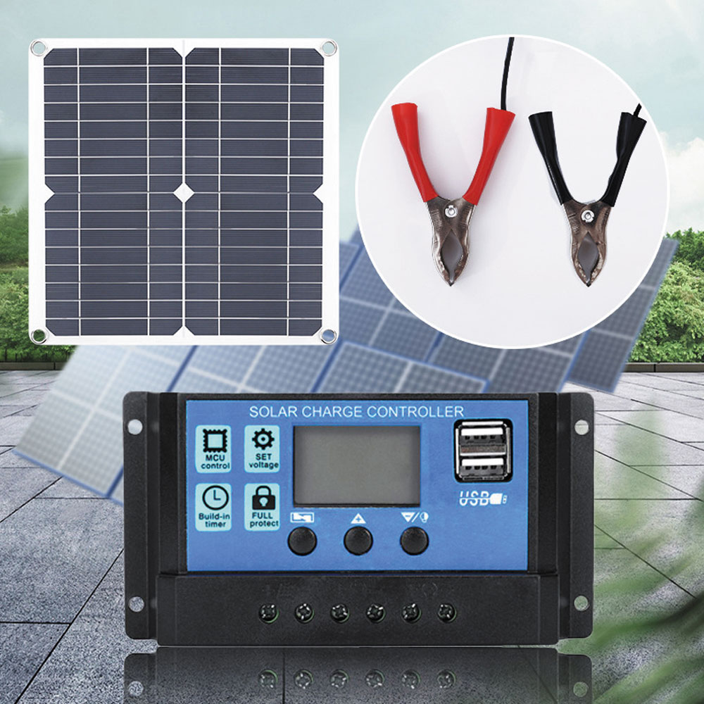 20W Monocrystalline Solar Panel Controller Kit Phone RV Outdoor