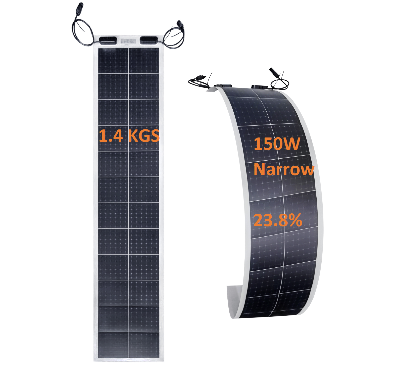 Roof boat light weight thin narrow flexible solar panel