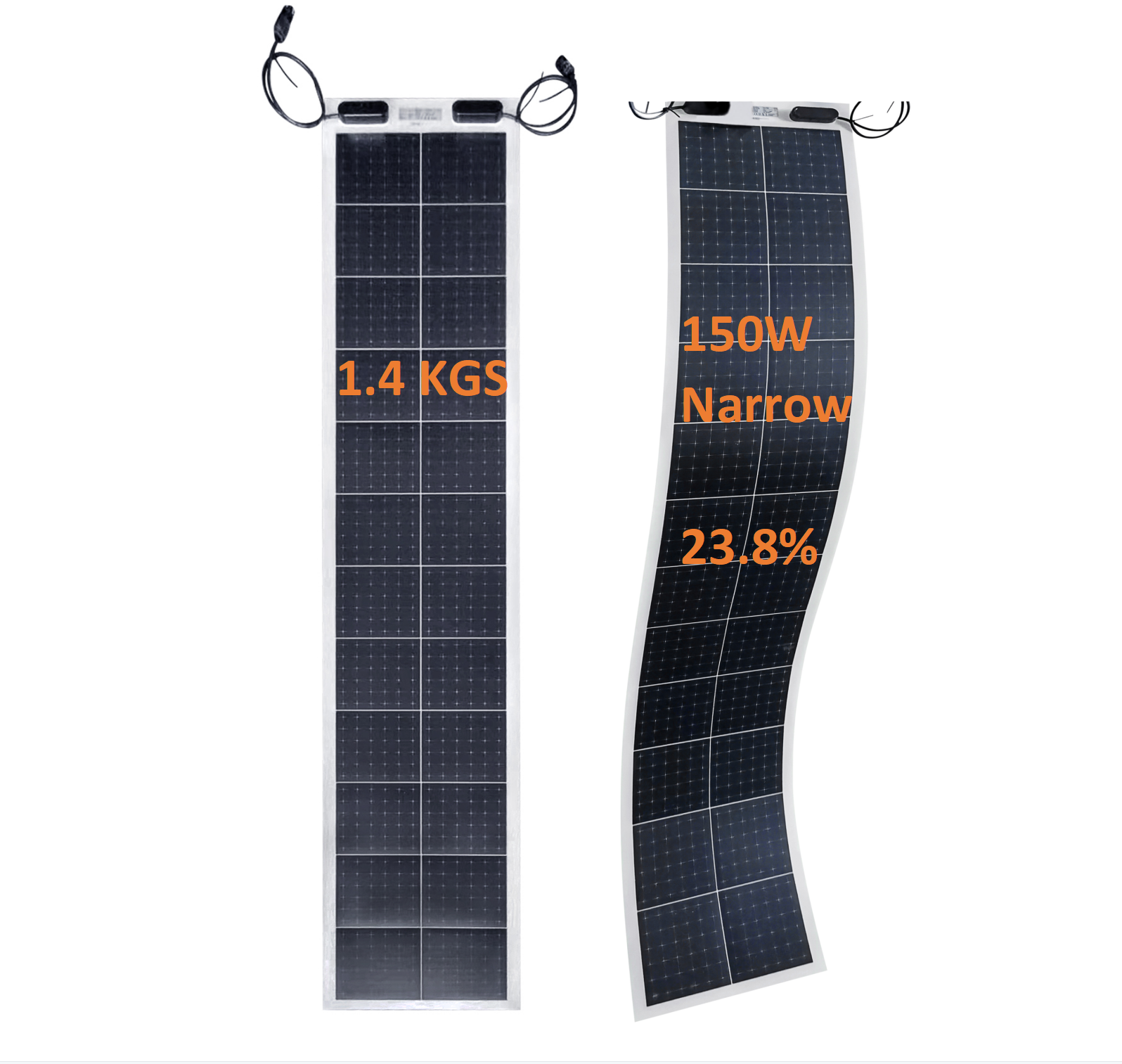 Roof boat light weight thin narrow flexible solar panel