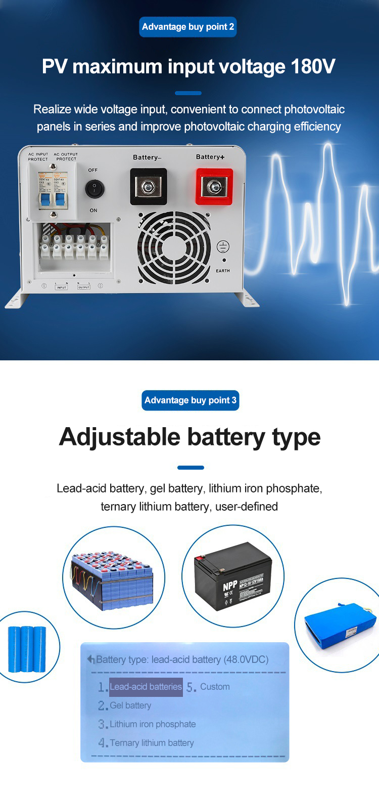 10kw 5kw Solar Power Inverter Off-grid Hybrid Solar Inverter