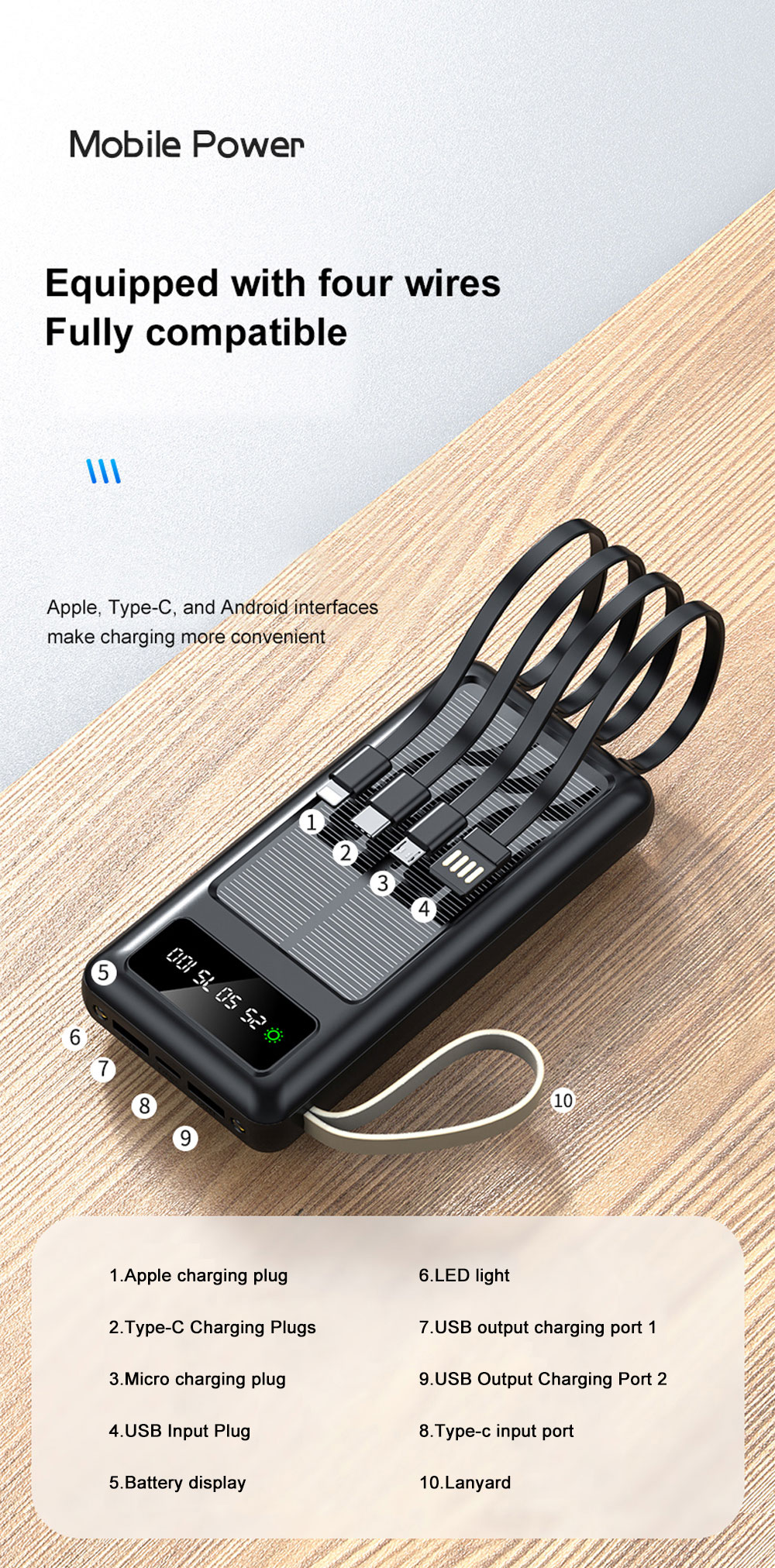 Portable Solar Panel Charger Power Bank Supply Mini