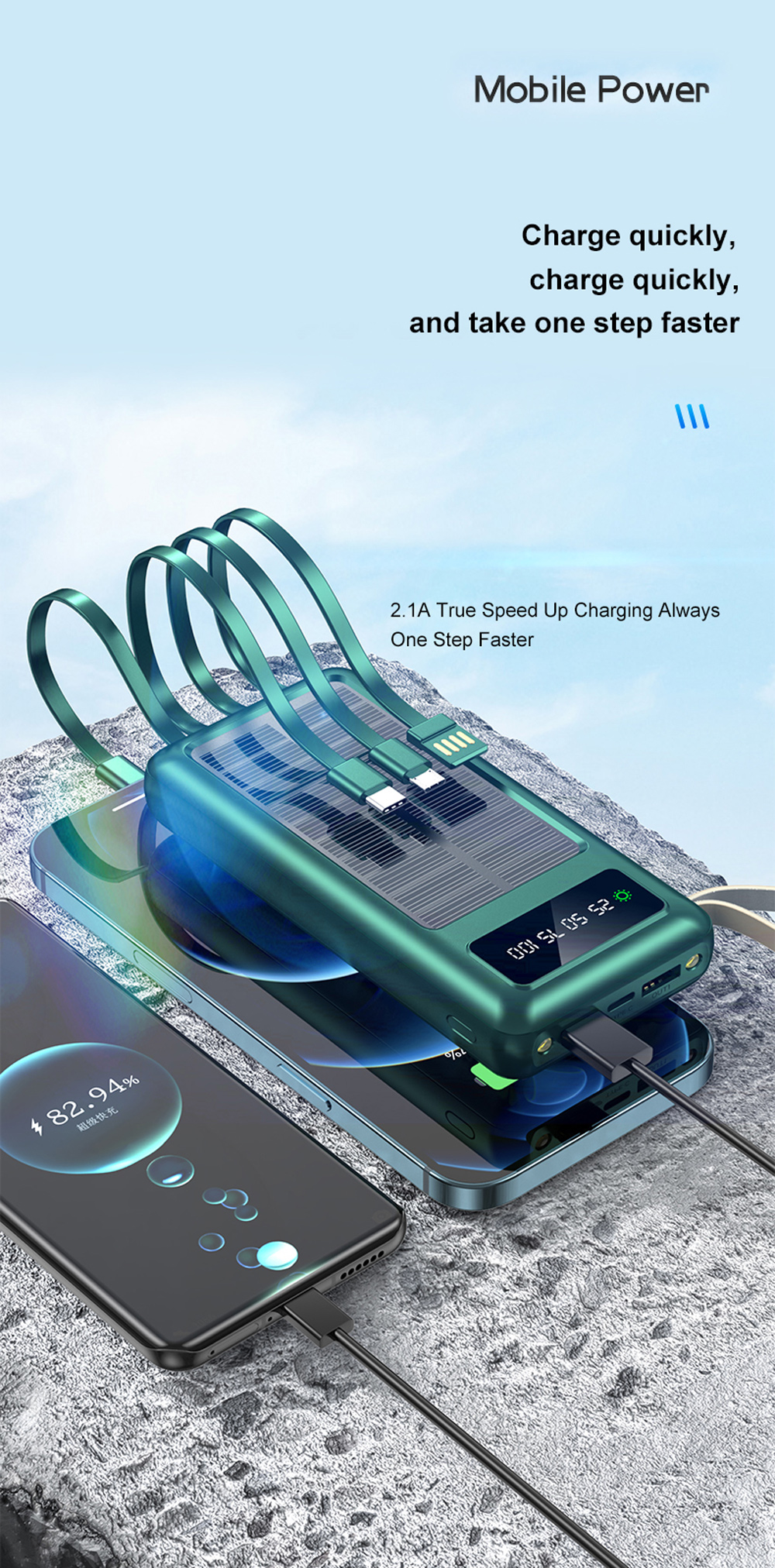 Portable Solar Panel Charger Power Bank Supply Mini