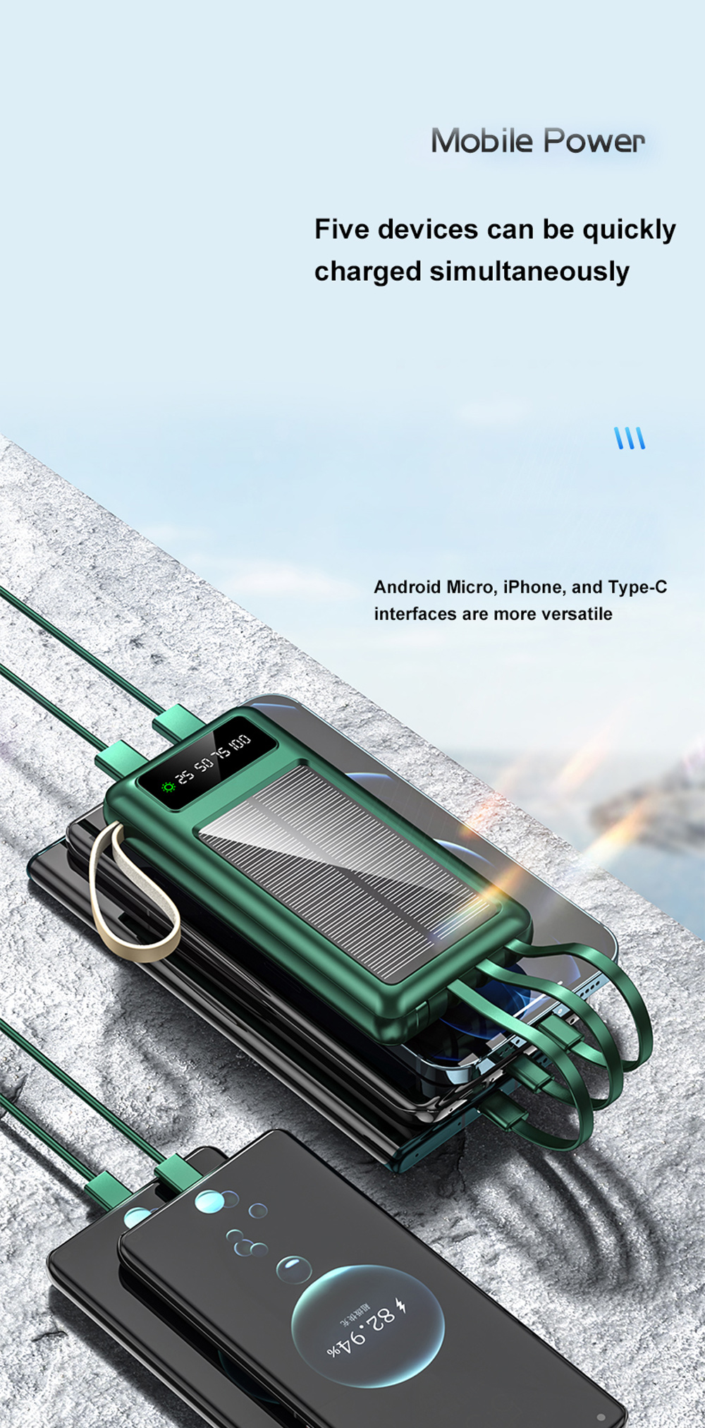 Portable Solar Panel Charger Power Bank Supply Mini