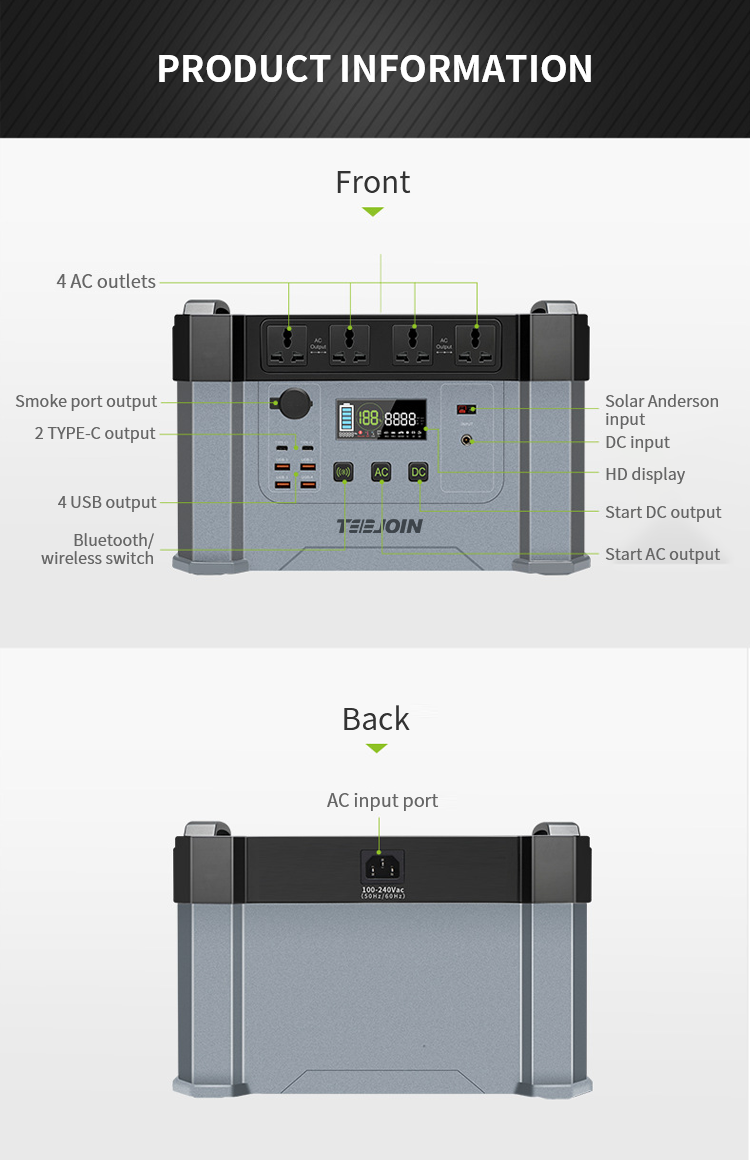 2KW Lithium Battery Power bank Station 110V 220V 