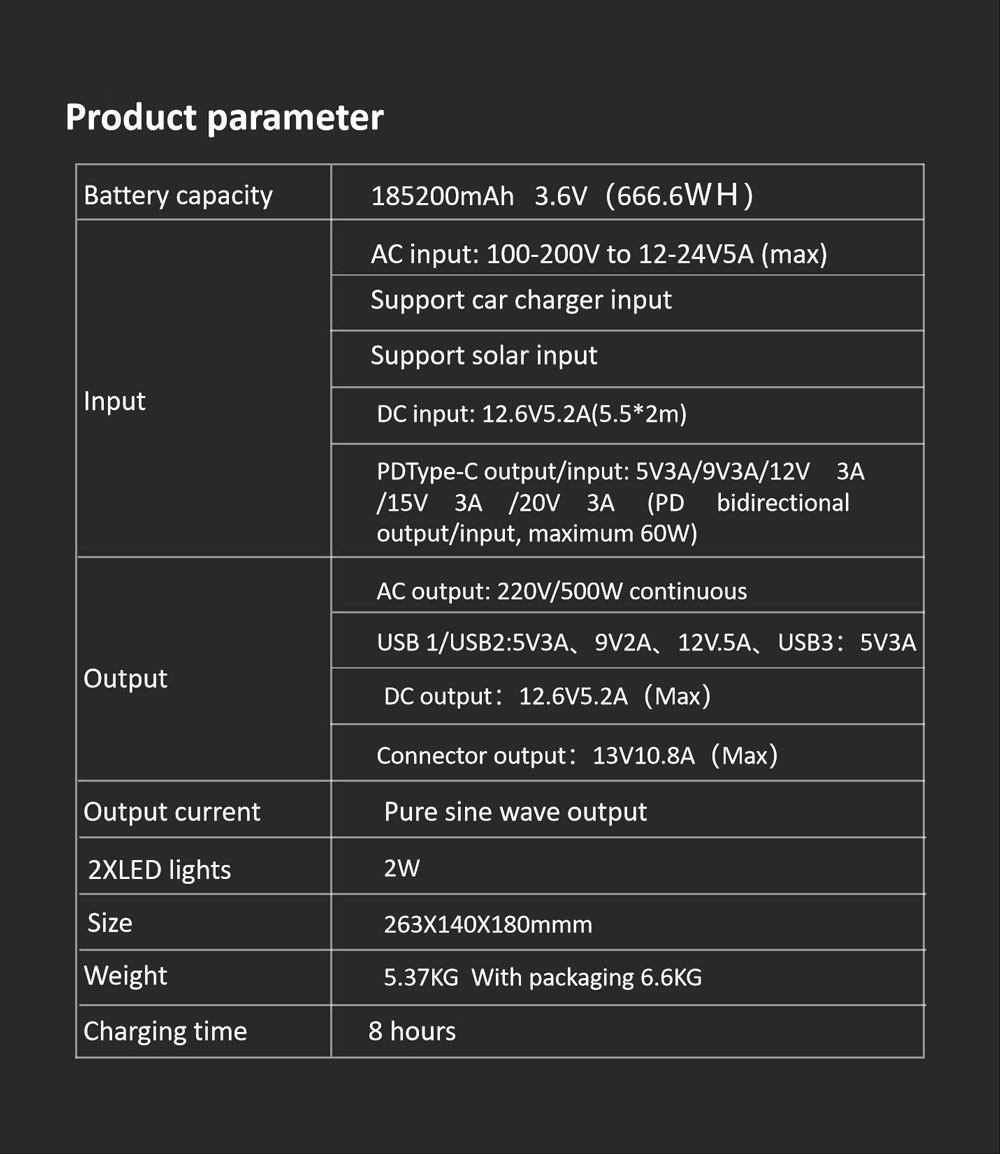 500W portable solar generator power station