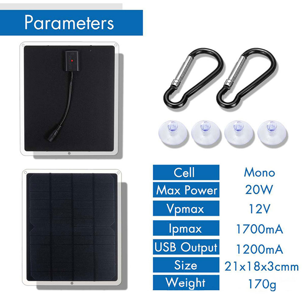 20W Portable Solar Panel Solar Panel USB Outdoor Camping