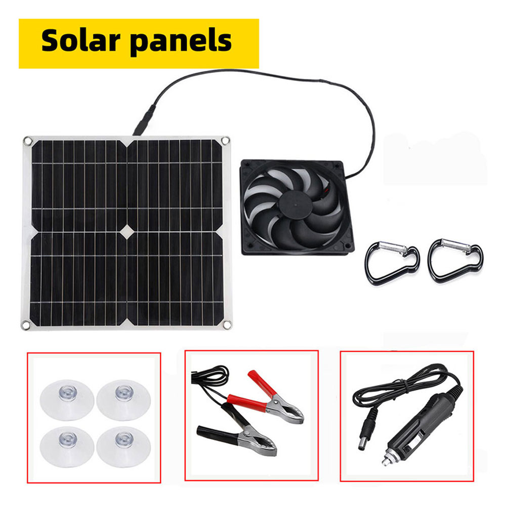 Solar Panel Fan Air Fan For Dog Chicken Coop Greenhouse