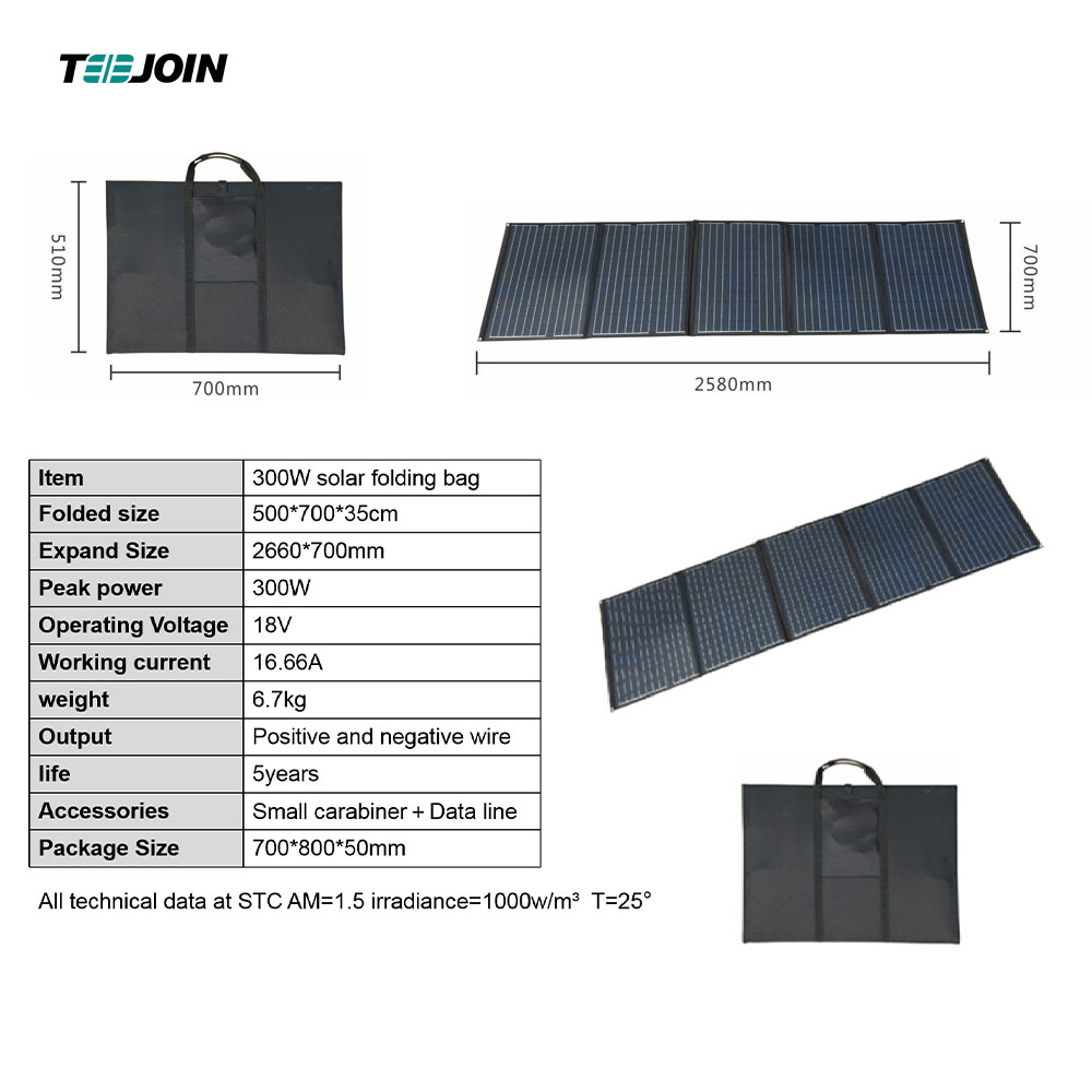 Portable 300w Monocrystalline Foldable Solar Panel OEM
