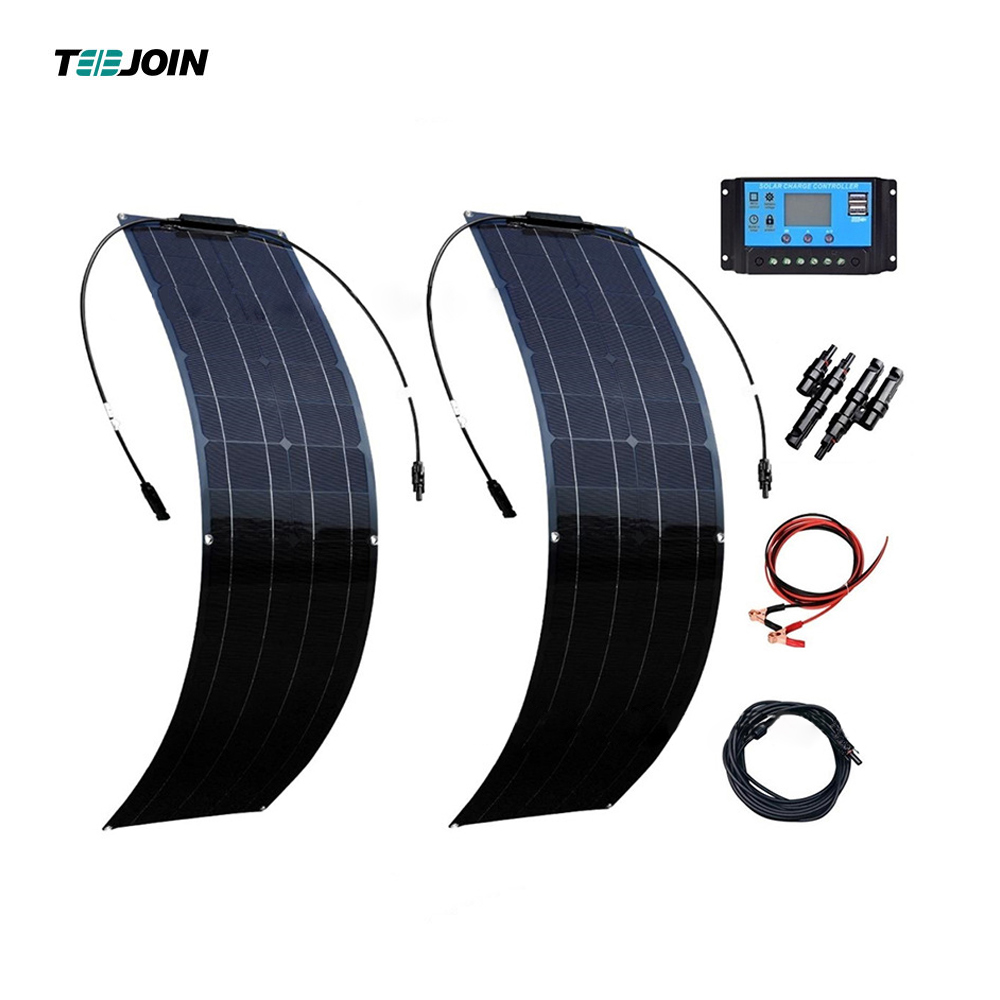 50W 100W Mono Flexible Solar Panel Kit Battery Charger System