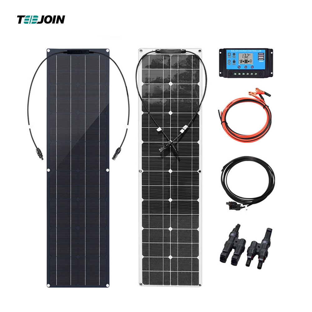 50W 100W Mono Flexible Solar Panel Kit Battery Charger System