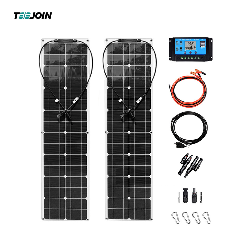 50W 100W Mono Flexible Solar Panel Kit Battery Charger System