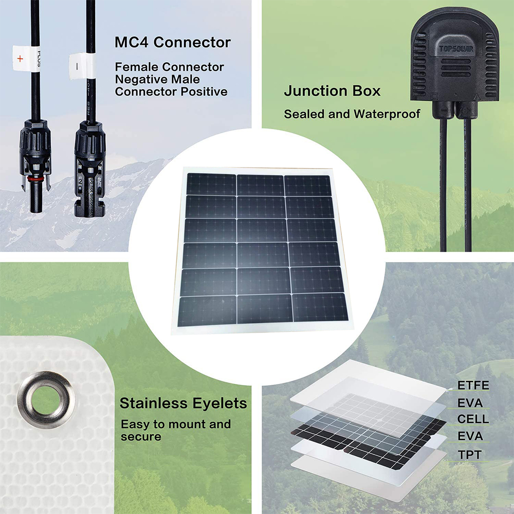 RV Marine mono thin film flexible solar panel pv module