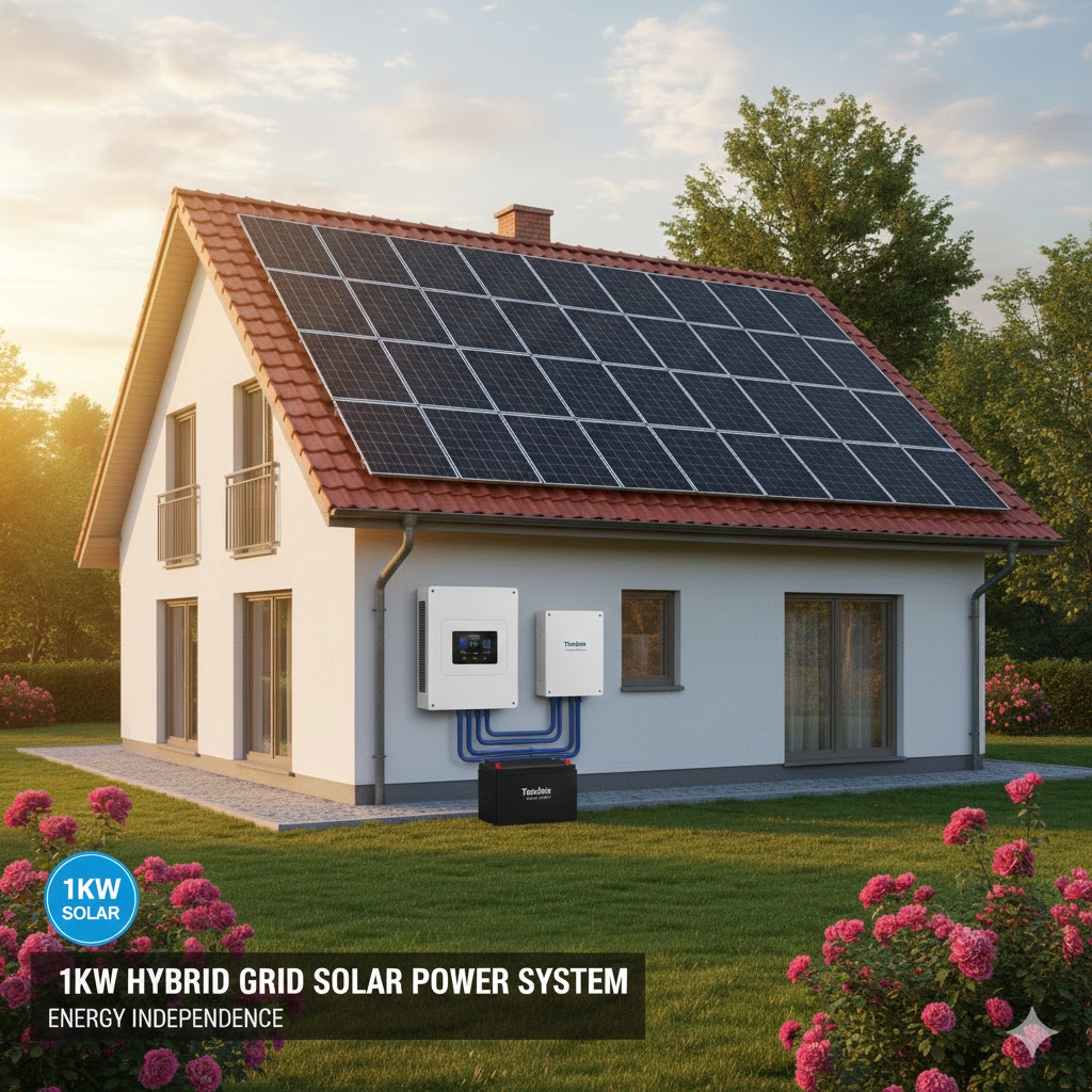 1KW Hybrid Grid Solar Power System &ndash; Compact Home Solar Solution