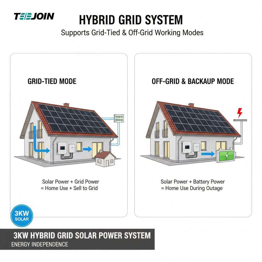 3KW Hybrid Grid Solar Power System Manufacturer