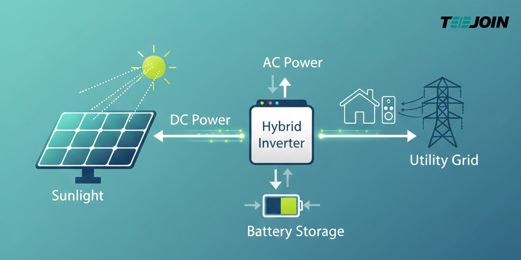 How solar power system works step-by-step diagram showing photovoltaic effect.jpg