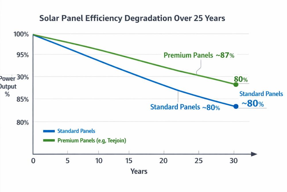 Solar panel efficiency degradation curve over 25 years.jpg