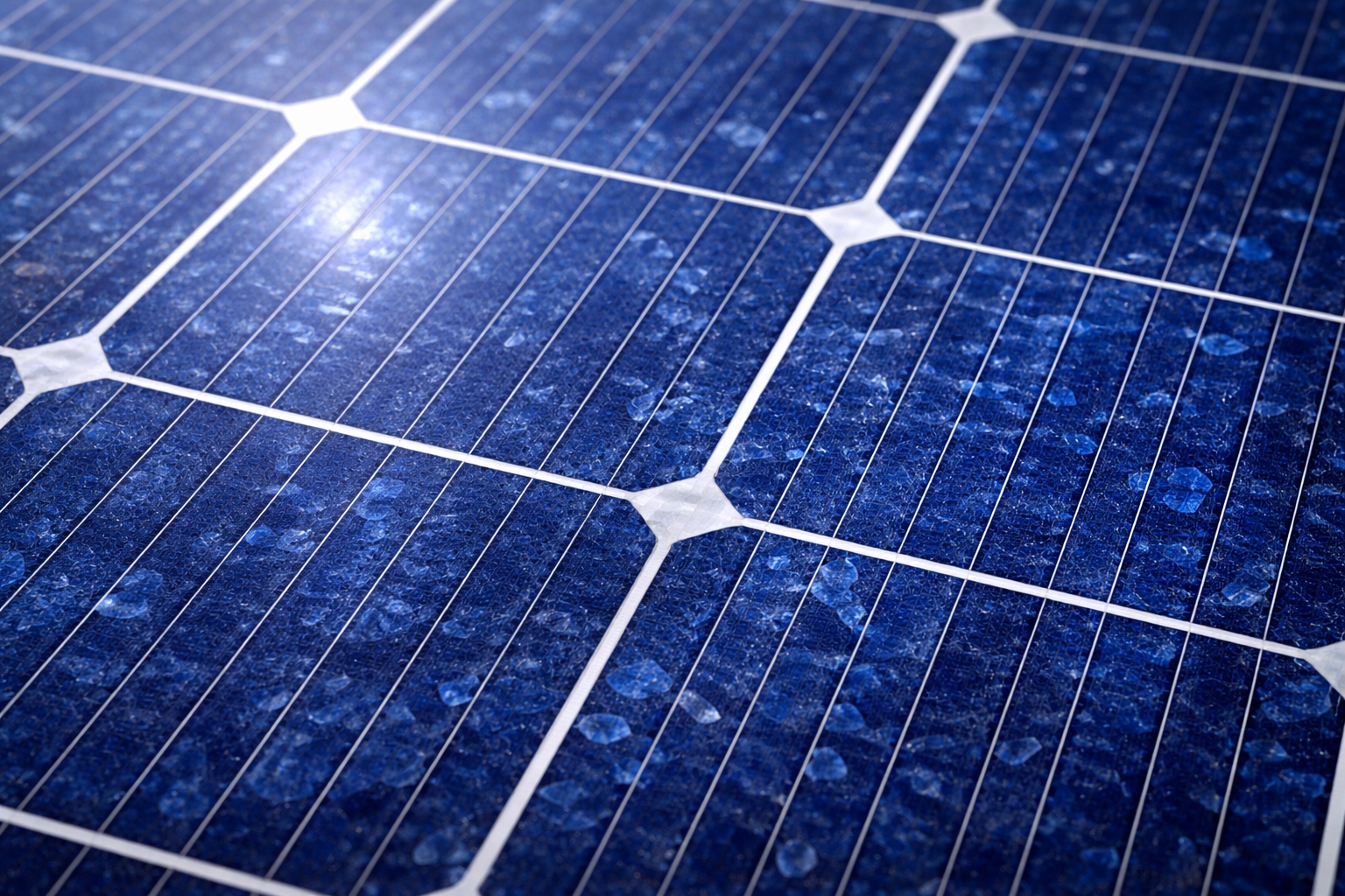 polycrystalline solar panel blue textured silicon cells Image content suggestion: Blue polycrystalline solar panel showing crystal grain structure.png