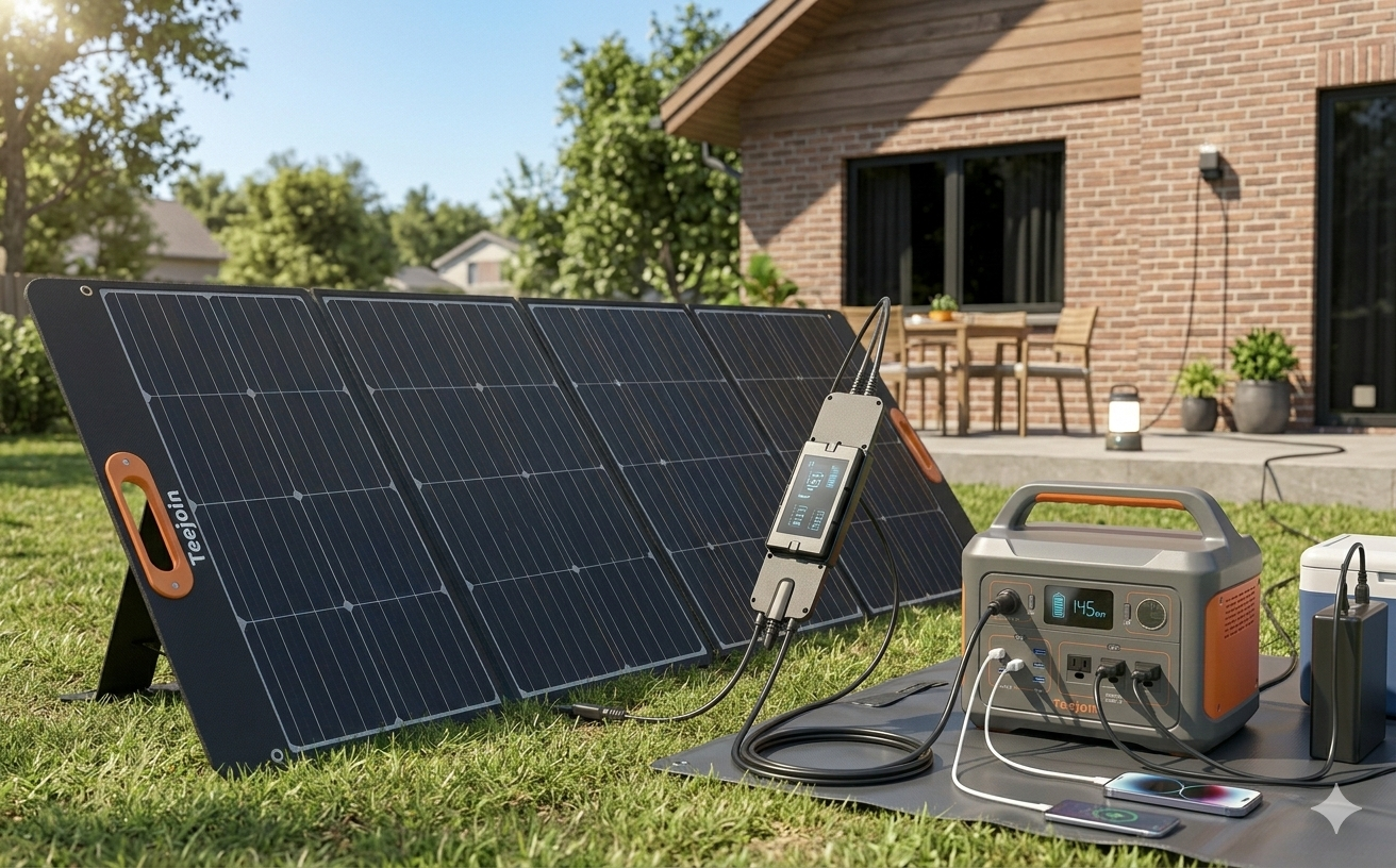 foldable solar panels providing emergency power during blackout.png