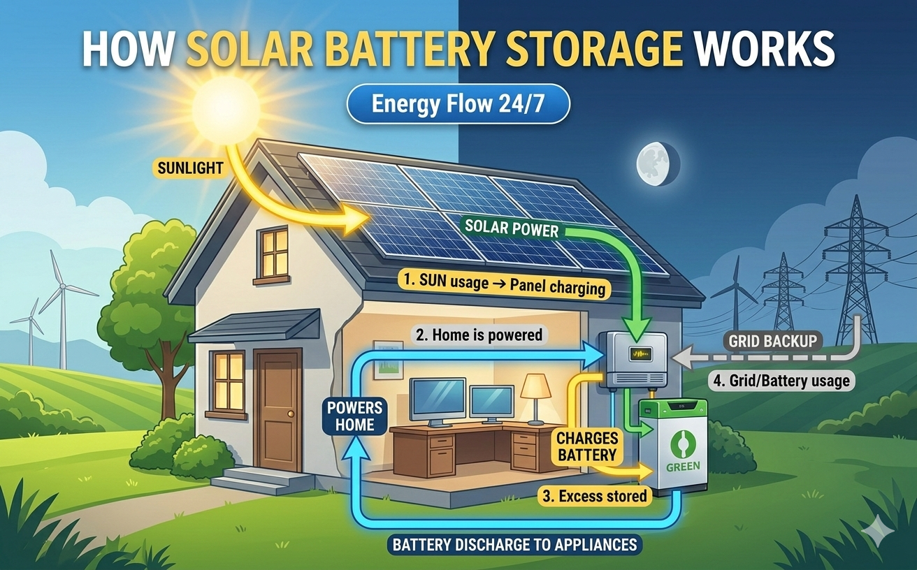 how solar battery storage works energy flow diagram.png