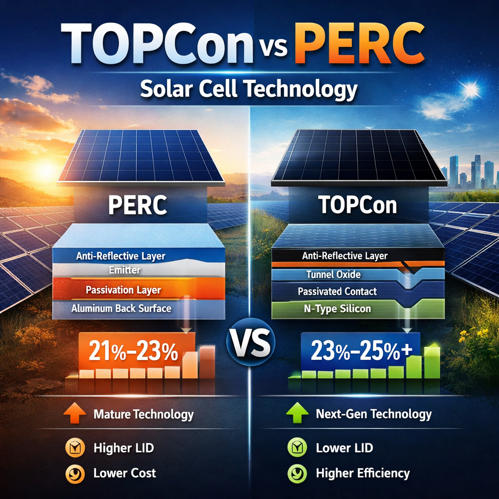 TOPCon vs PERC Solar Cell Technology