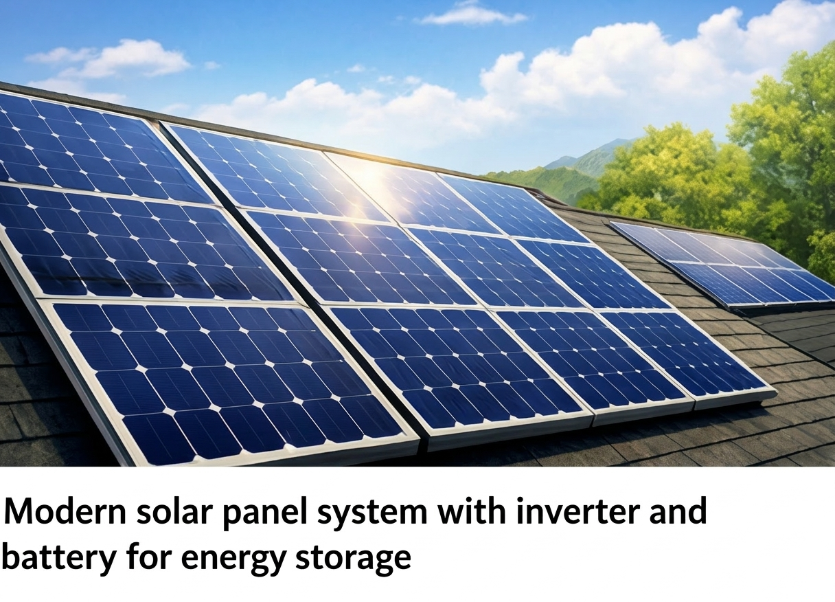 Modern solar panel system with inverter and battery for energy storage.jpg